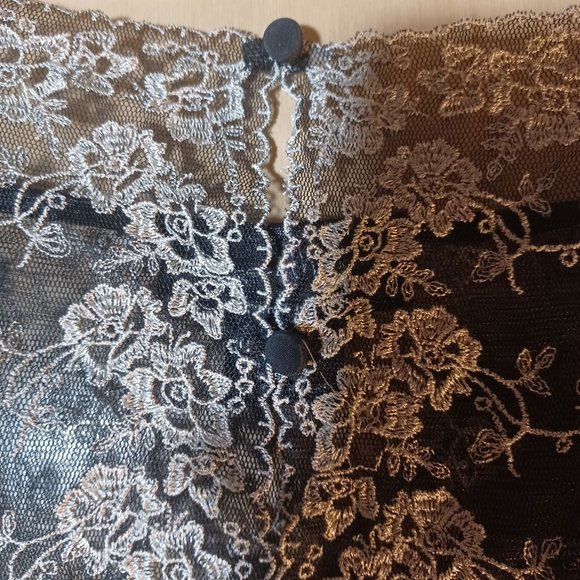 MERCER & MADISON VINTAGE Black Cream Floral Lace 5 Button Camisole Bustier_XL - Picture 5 of 9